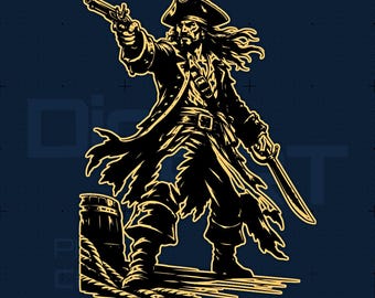 Capitán Pirata SVG DXF PNG / Guerreros del Mundo / Grabado láser Cricut Silhouette