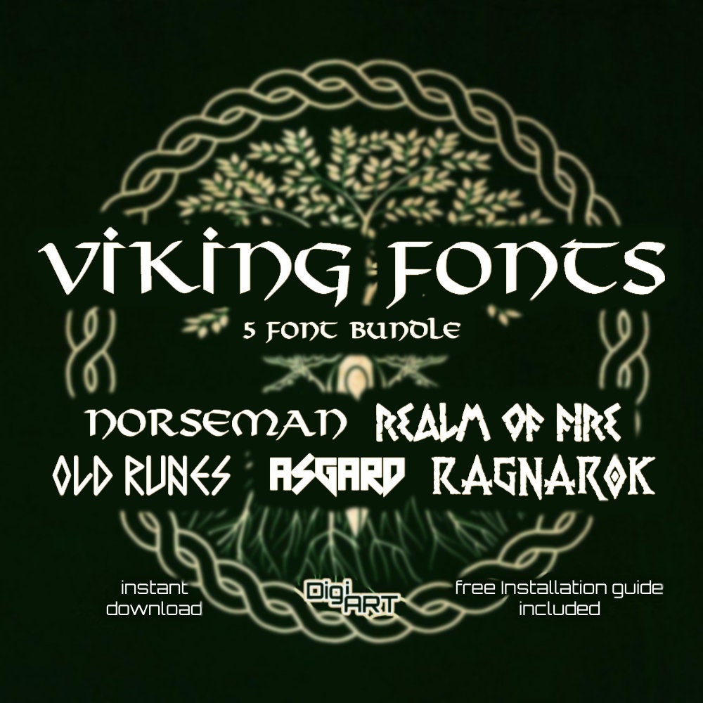 Viking Font Bundle Nordic Font Norse Font Svg Rune Font Viking Symbols