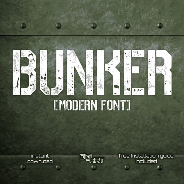 Bunker Schriftart | Schablone Schriftart Schablone Buchstaben Armee Schriftart Militärische Schriftart Jagd Schriftart Distressed Schriftart Navy Alphabet Schablone Schriftart Militär SVG