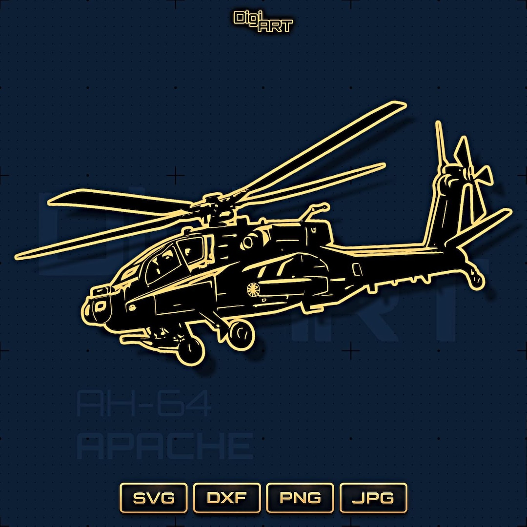 AH-64 Apache Helicopter SVG DXF | Detailed Military Cut File