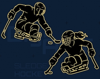 Hockey sobre hielo adaptado SVG DXF PNG / Archivo de corte para deportes adaptados / Grabado láser para Cricut Silhouette