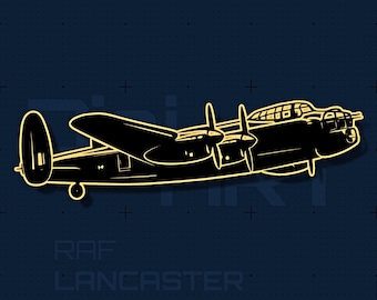 Archivo SVG DXF del bombardero Avro Lancaster de la RAF / Perfil lateral detallado / Grabado láser / Cricut Silhouette / Regalo para veteranos / Descarga instantánea