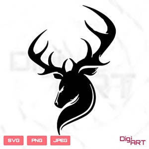 Stag Head SVG | Deer, Reindeer, Xmas, Christmas Buck, Cricut, Silhouette, Clipart, CNC
