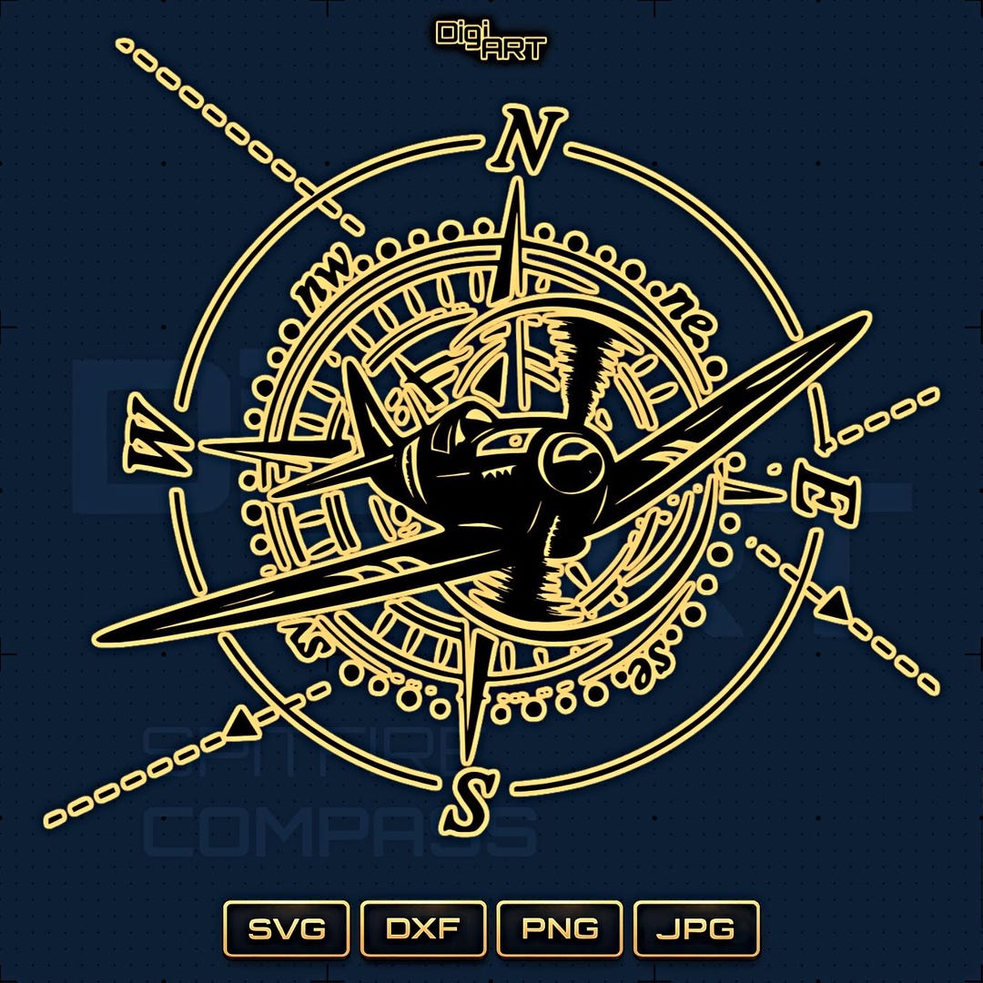 Aeronautical Compass SVG DXF | Spitfire Aviation Wall Art | Laser ...