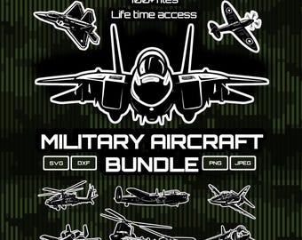 Paquete completo de archivos SVG de aviones militares / Todos los archivos de corte de aviones / Grabado láser para Cricut y Silhouette