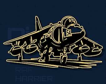 Archivo de corte detallado para avión de despegue vertical Harrier (SVG/DXF) / AV-8B (nivel del suelo) / Grabado láser / Cricut Silhouette / Regalo para veteranos / Descarga instantánea