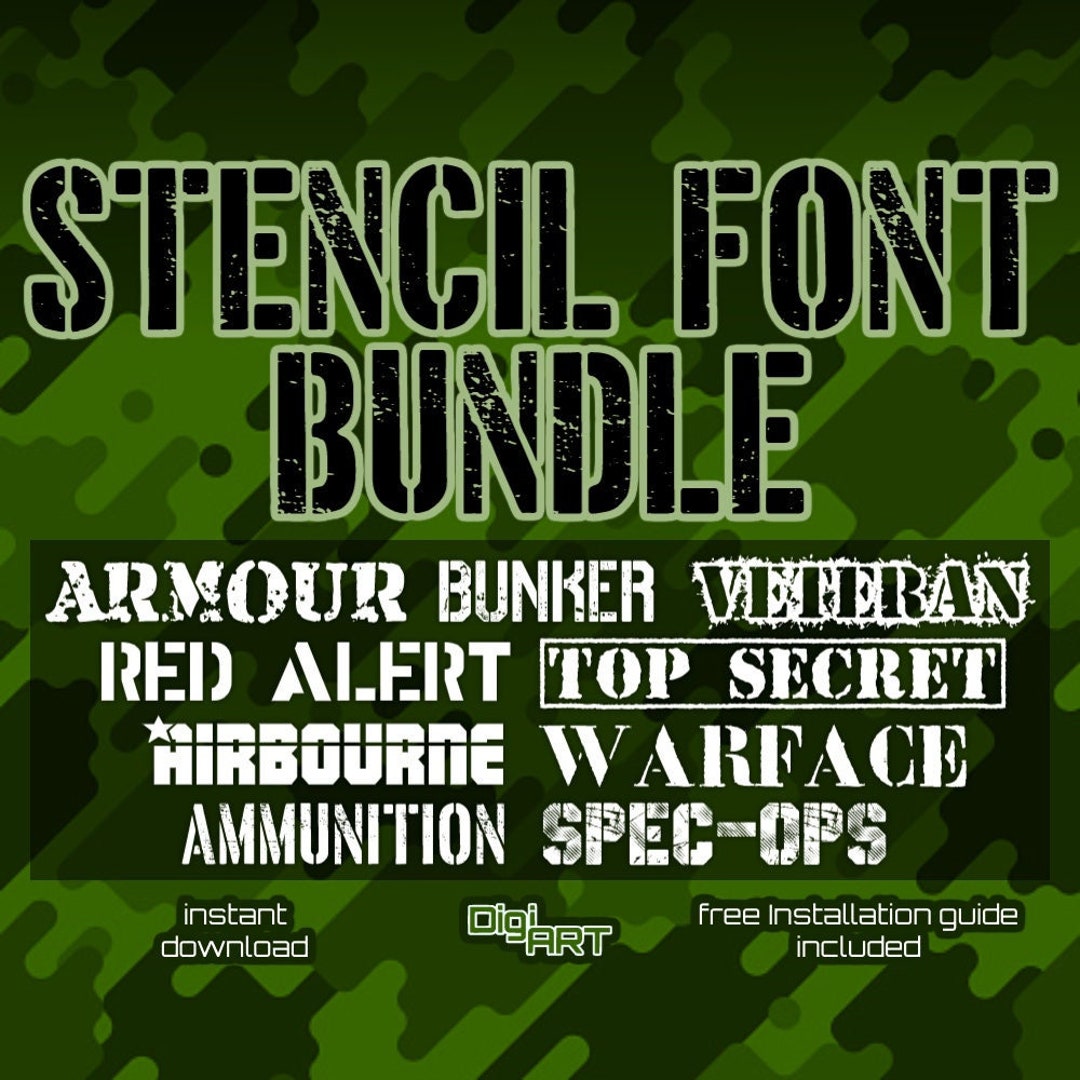 Stencil Font Bundle | Stencil Letters Army Font Military Font Hunting ...