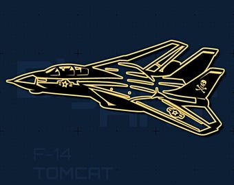 Archivo de corte SVG DXF del F-14 Tomcat / Caza de la Marina de los EE. UU. de Top Gun / Grabado láser / Cricut Silhouette / Regalo para veteranos / Descarga instantánea
