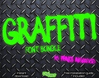 Graffiti Font Bundle | Urban Street Typography | Cricut Canva Commercial Use | Hip Hop Music Design | Instant Download