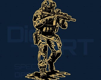 Soldado de Operaciones Especiales SVG DXF PNG / Colección Militar / Grabado Láser Cricut Silhouette