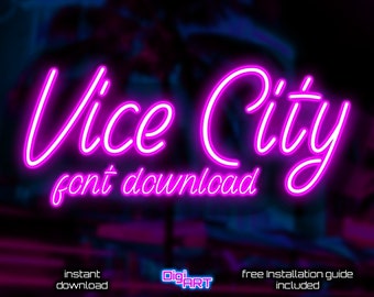 Vice City Font | Fantasy Font, Funky, Crafting Font, Font Collection, Bundle, Font Pack, Font Download, LCD Font, Digital Font, RocknRoll