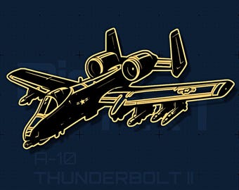 A-10 Warthog SVG DXF / Thunderbolt II Apoyo Aéreo Cercano / Grabado Láser / Regalo para Veteranos / Cricut Silhouette / Descarga Instantánea /