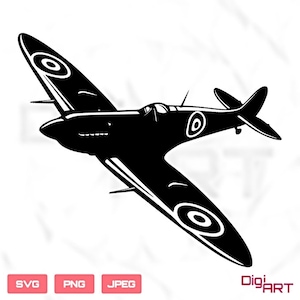RAF Spitfire Silhouette SVG | Laser File Artwork, Royal Air Force, Military, Armed Forces, ww2, MOD, Aviation, British Forces, Army, Navy