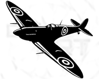 RAF Spitfire Silhouette SVG | Laser File Artwork, Royal Air Force, Military, Armed Forces, ww2, MOD, Aviation, British Forces, Army, Navy