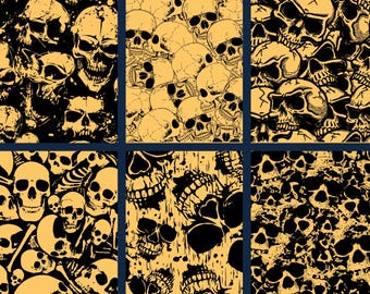 Paquete de arte de calaveras góticas en formato SVG y PNG / Gráficos vectoriales oscuros / Vinilo adhesivo para Cricut / Halloween / Sublimación / Descarga instantánea