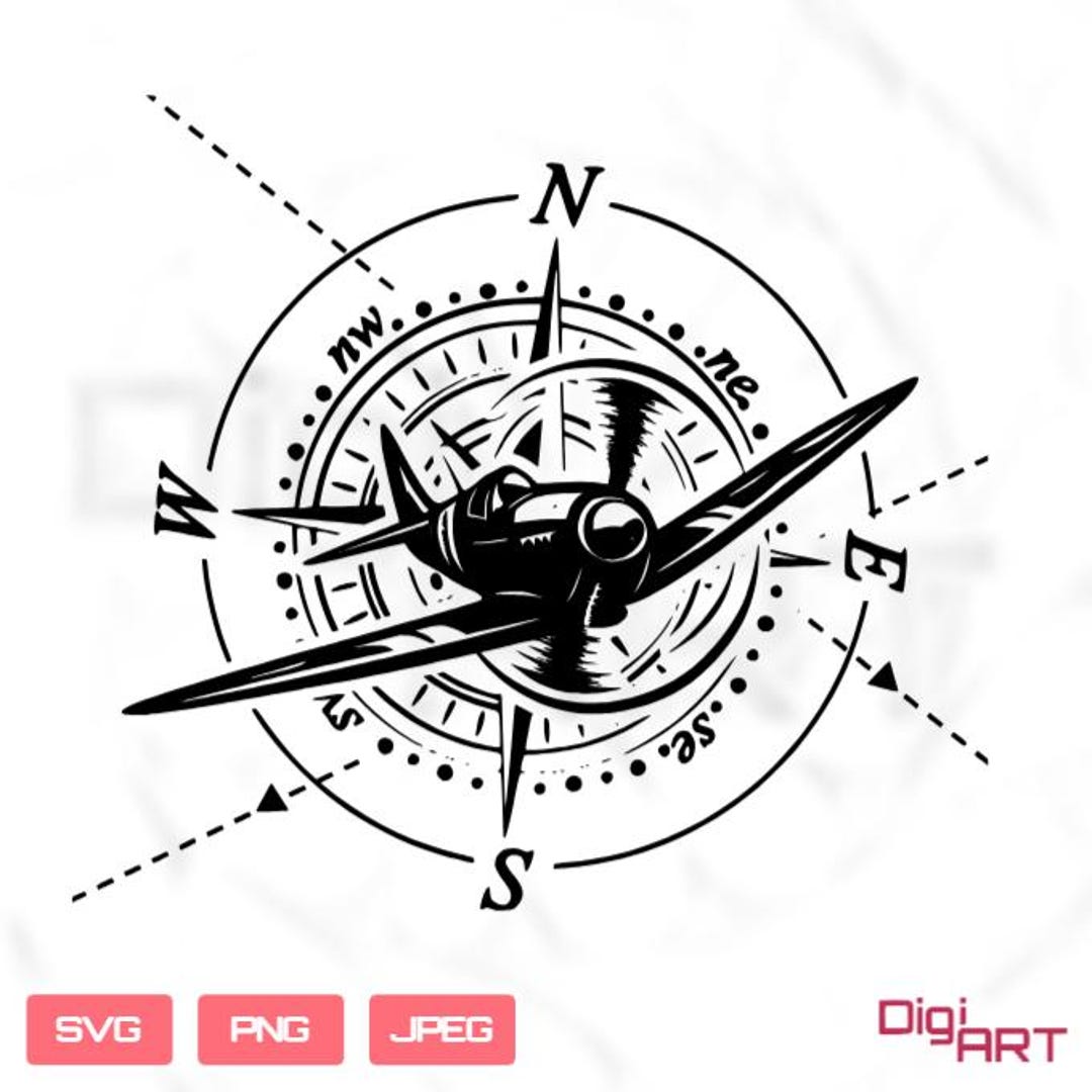 Aeronautical Compass SVG: Royal Air Force Spitfire Design (digital ...