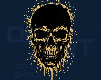 Calavera gótica con efecto de goteo SVG PNG / Arte alternativo oscuro / Vinilo adhesivo para Cricut / Diseño para tatuajes / Halloween / Descarga instantánea