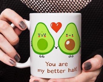 Rolig avokado-parmugg, söt kawaii-kaffekopp, keramisk kaffemugg för avokadoälskare, unik udda present