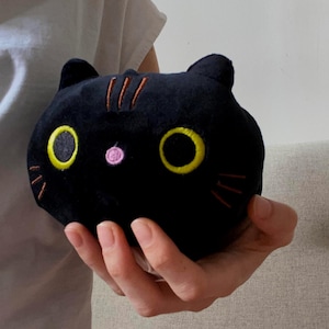 Cute Squishy Black Cat Plush Toy, Stuffed Animal, Kawaii Cat Plushie, Soft Cuddly Pillow, Cat Lover Gift, Decorative Cat Plush