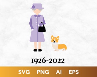 Queen Elizabeth II Svg, Queen Elizabeth Png, Queen Elizabeth Suit Svg, Elizabeth II Illustration, English Queen Merchandise, Queen RIP Svg
