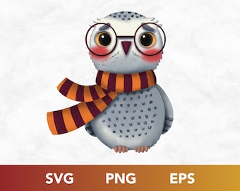 Hedwig Owl SVG PNG, Wizard School Clipart, Magic Owl Digital Download, Witchcraft Silhouette Cut File, Mystical Bird Digital Art