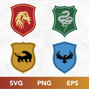 STEMMI DELLE CASE SVG, Pacchetto Svg Png Scuola di Magia, Case di Magia, Harry Svg, Hogwarts Svg, Potter Svg