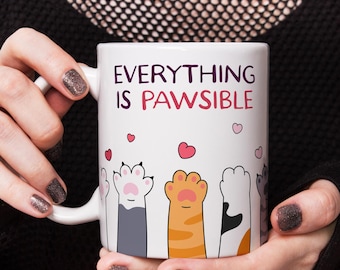 Taza divertida con forma de gato, linda taza de café con forma de pata de gato kawaii, regalo para amantes de los gatos, taza peculiar para dueños de gatos, lindo regalo para mamás gatas