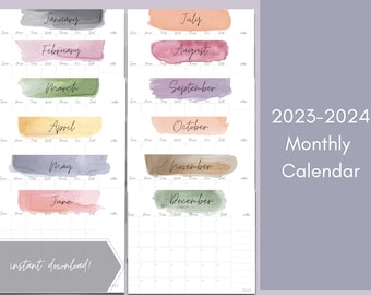 2023-2024 maandkalender / maandkalender / afdrukbare kalender / kalender afdrukbaar / kalender 2024 / kalender 2023 / kalender / planner