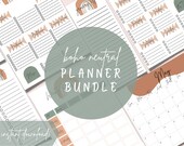 Boho Neutral Bundle /2022-2023 Calendar / Meal Planner / Grocery List / To Do List / Weekly To Do List / Cleaning Checklist / Planner / Boho