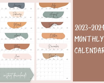 2023-2024 maandkalender / maandkalender / afdrukbare kalender / kalender afdrukbaar / kalender 2024 / kalender 2023 / kalender / planner