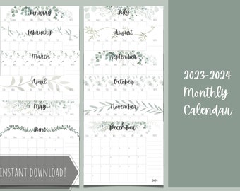 2023-2024 Monatskalender / Monatskalender / druckbarer Kalender / Kalender druckbar / Kalender 2024 / Kalender 2023 / Kalender / Planer