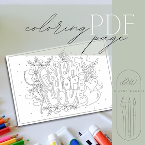 Pagina da colorare fede, speranza, amore