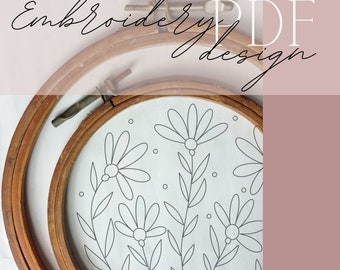 Embroidery PDF design pattern summer flowers