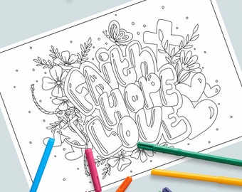 Coloring page faith, hope, love