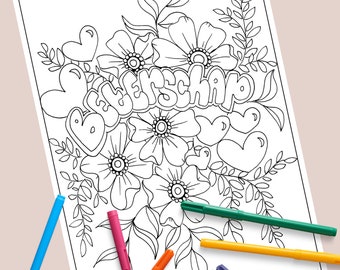 coloring page for children, get well soon, flowers