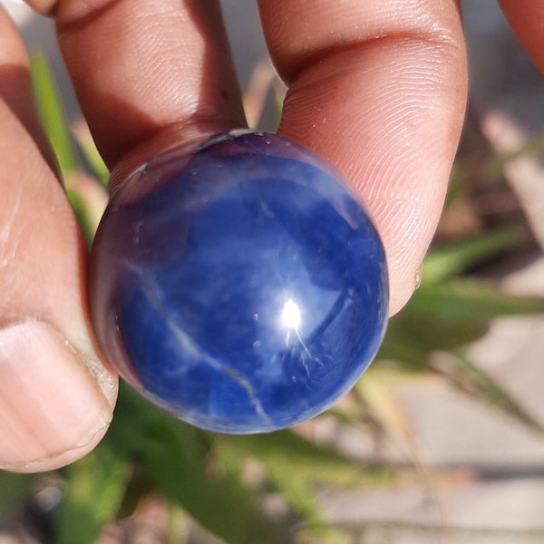 Sphère en saphir bleu | Sphère en saphir rare | Perles rondes unies lisses saphir bleu/Perles sphériques saphir rondes/Perles saphir bleu précieux