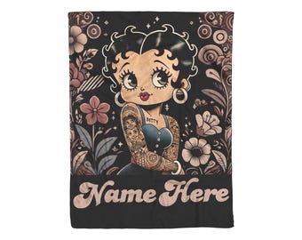 Personalized Beautiful Floral Boop Fleece or Sherpa Throw Blanket Gift for Her