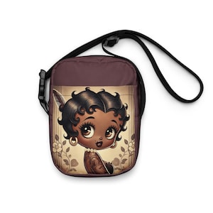 Melanin Queen Boop Vintage Earth Tone Utility crossbody bag | Black Boop Character Bag Gift for her | Personalized Black Boop Gifts for Her