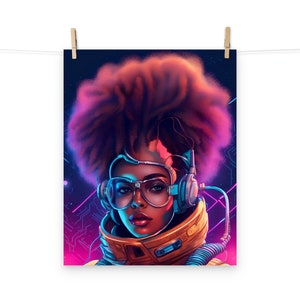 Poster di una splendida astronauta / Poster di una bellissima astronauta nera nello spazio / Poster di un'estetica spaziale in regalo