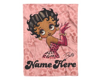 Personalized Glamour Pink Betty Blanket | Unique Throw Blanket Gift for Boop Lovers