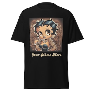 Vintage Earth Tone Black Betty Boop Character Design on Unisex T-shirt | Trending Black Betty Boop Personalized Gift for Her