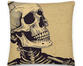 Skelett Halloween Kissen | Gothic Akzent Dekokissen (18x18)