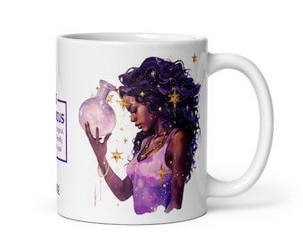 tasse à café personnalisée Verseau | Cadeau astrologie reine noire