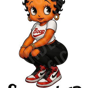 Betty Boop Sneakerhead PNG File - No Background High Resolution File -  Black Betty Boop Sneaker Lover File - Great for Tshirts, Totes, etc