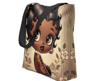 Melanin Queen Betty Boop Vintage Earth Tone Brown Tote bag | Black Betty Boop Bag as a gift for her | Trending Betty Boop Gifts |