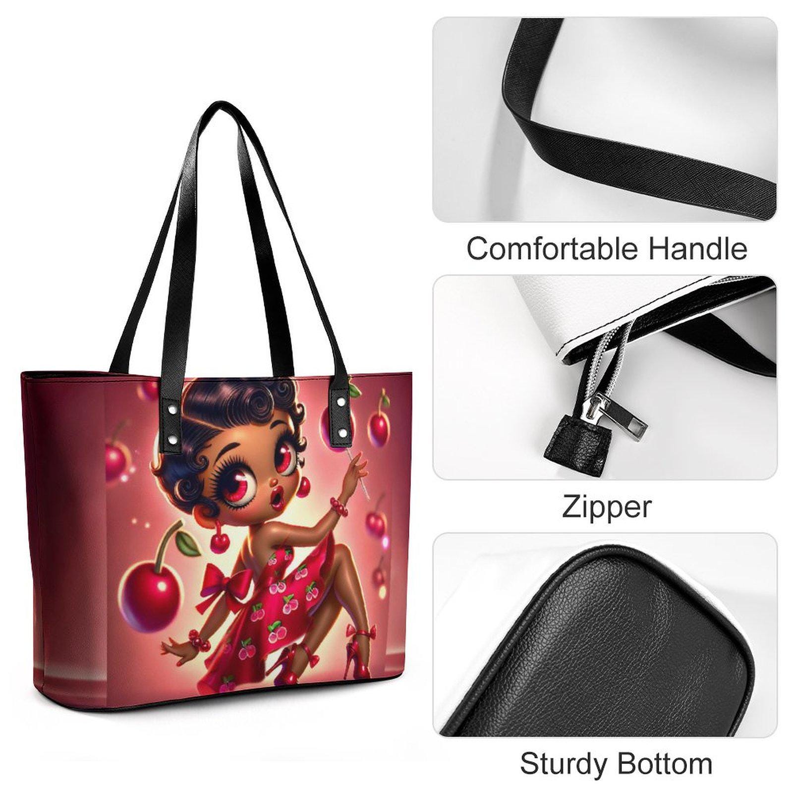 Betty Boop Black Leather Cap and Bag Set Buy Betty Boop 3 Piece Black Luggage Set (30 main image 2