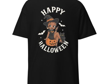 Cutesy Happy Halloween Black Betty Boop Unisex classic tee