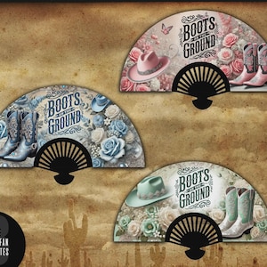 3 Set of Beautiful Clack Fan Templates - These are non editable - Set of 3 Boots on The Ground Templates for Clack Fans PNG High Quality