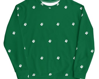Green Christmas Present Print Sweatshirt | Holiday Crewneck