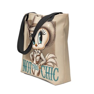Bolsa de mano personalizable con personaje inspirado en Tweety Bird y vaquera vintage. Gran regalo único para amantes de las vaqueras atrevidas y los dibujos animados de Tweety Bird.